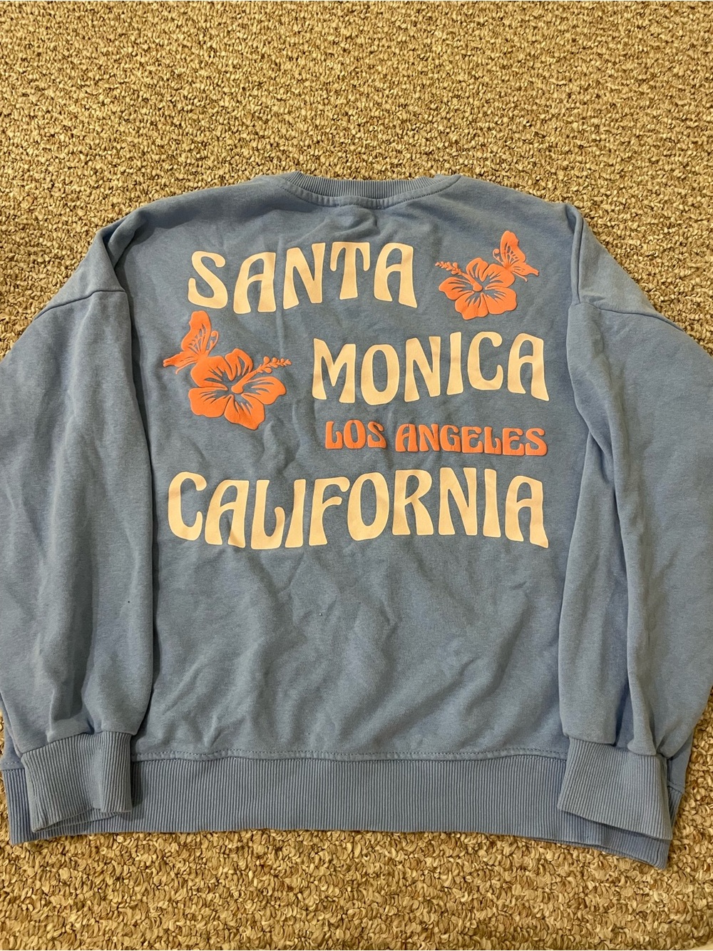 Primark Blue Crewneck Sweatshirt with Pink and White Graphic